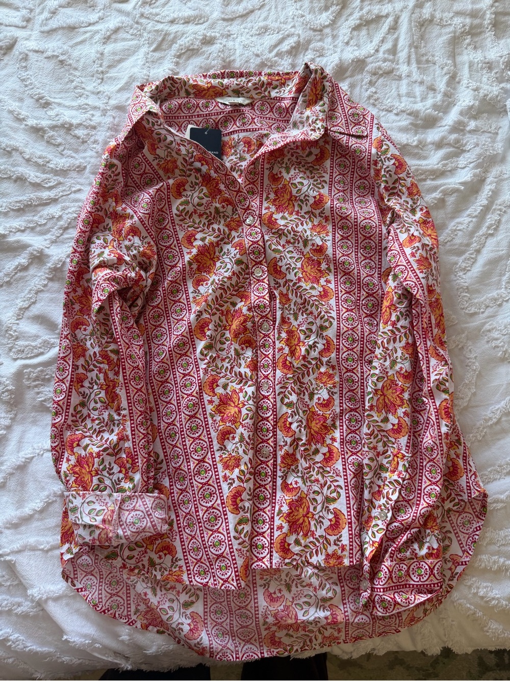 Lucky Brand Pink and Orange Floral Button-Down Shirt